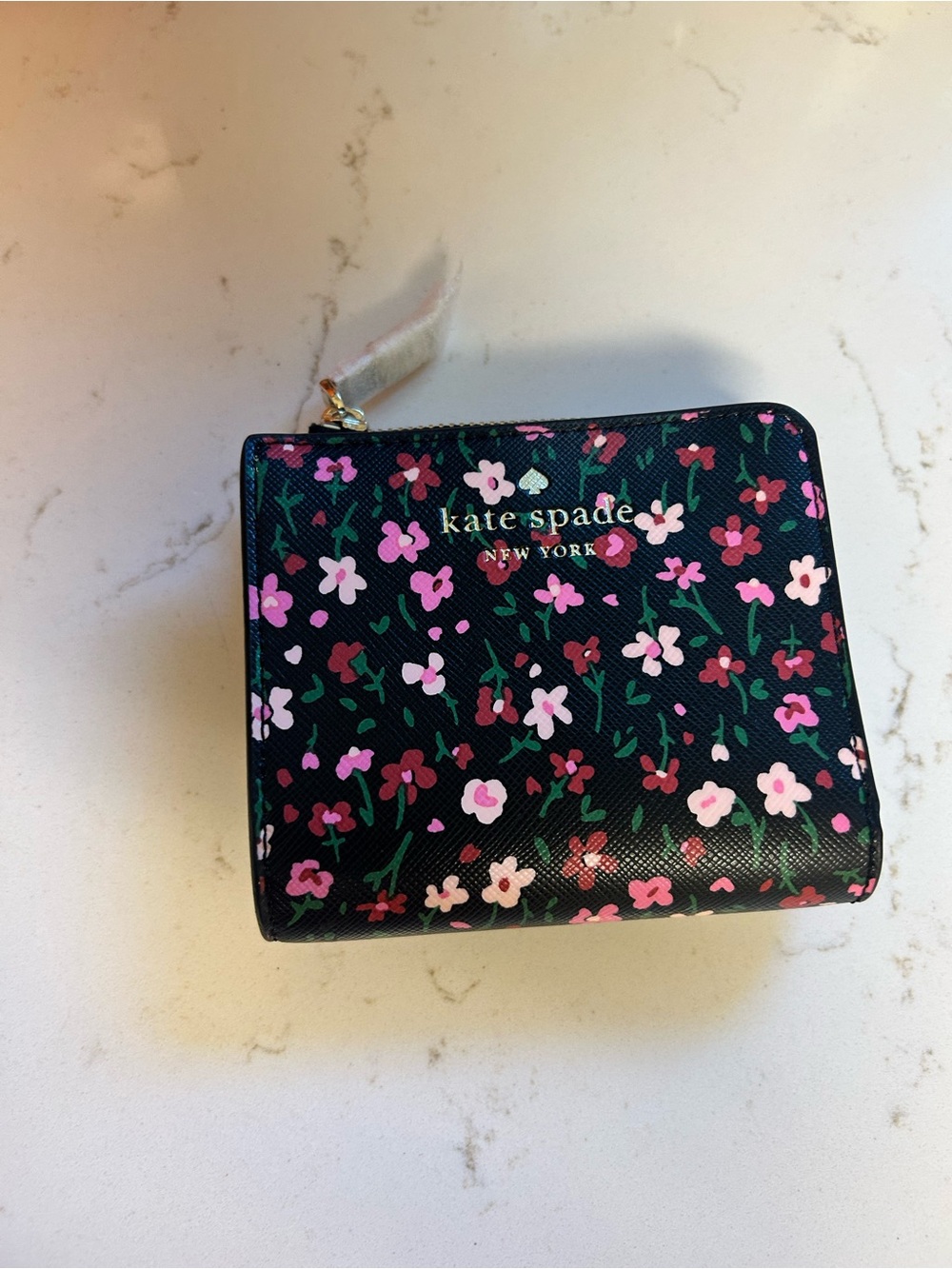 kate spade black floral zip-around small wallet with pink accents NWT💕💕👛 - Picture 4 of 4